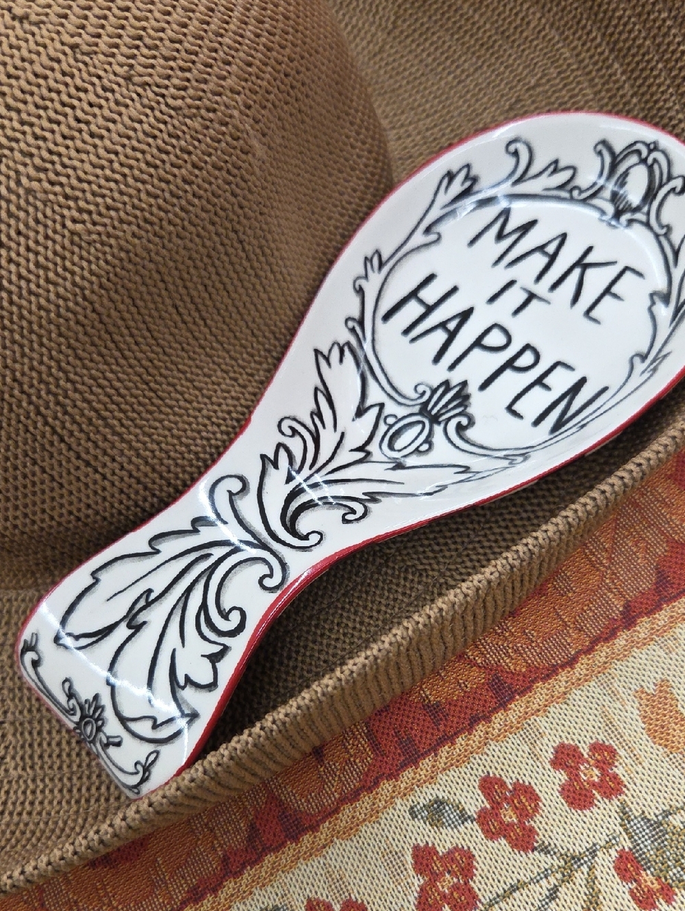 Anthropologie Spoon Rest MOLLY HATCH Make It Happen SKETCHED STORY Stoneware NIB